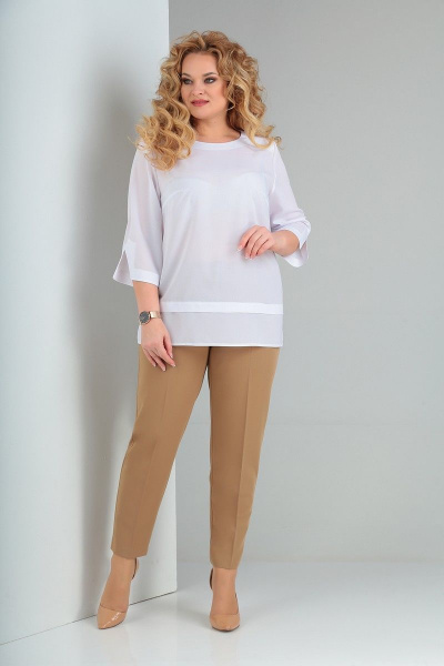 Блуза, брюки, жилет Ксения Стиль 1847 карамель - фото 7