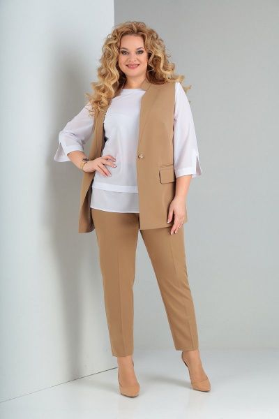 Блуза, брюки, жилет Ксения Стиль 1847 карамель - фото 2