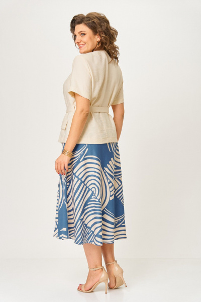 Жакет, юбка ANASTASIA MAK 1265 беж+синий - фото 3