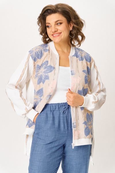 Брюки, жакет ANASTASIA MAK 1269 синий+молочный - фото 5