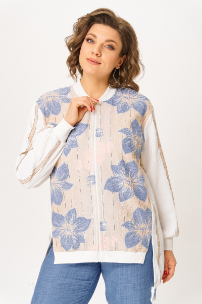 Брюки, жакет ANASTASIA MAK 1269 синий+молочный - фото 4