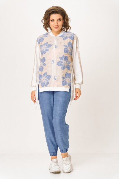 Брюки, жакет ANASTASIA MAK 1269 синий+молочный - фото 2