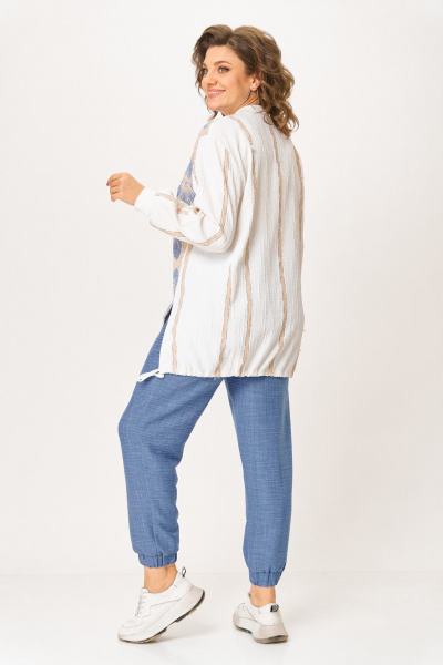 Брюки, жакет ANASTASIA MAK 1269 синий+молочный - фото 8