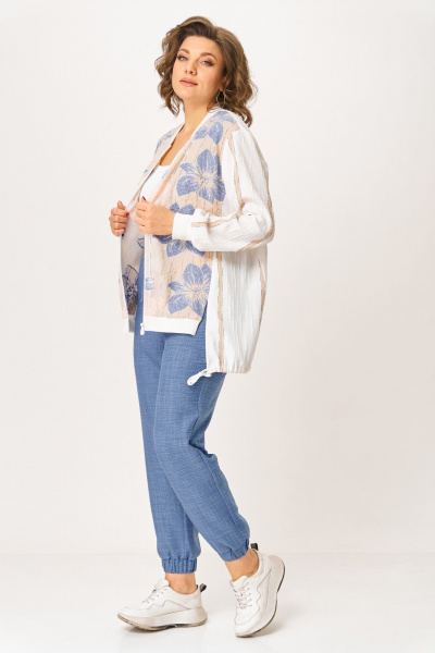 Брюки, жакет ANASTASIA MAK 1269 синий+молочный - фото 3