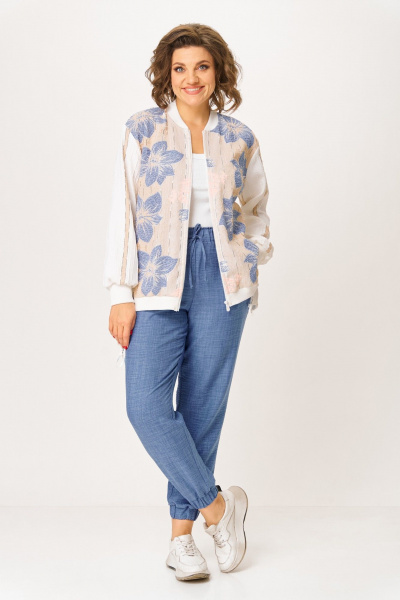 Брюки, жакет ANASTASIA MAK 1269 синий+молочный - фото 1