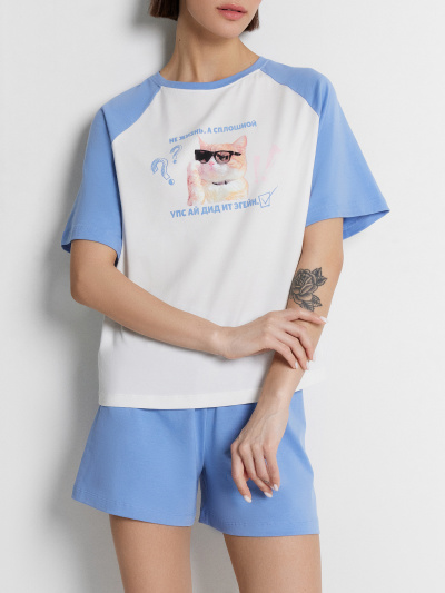 Футболка, шорты Mark Formelle 592535/24-33466ПП-16 белый_св.синий_печать_3_сл_на_пол - фото 85