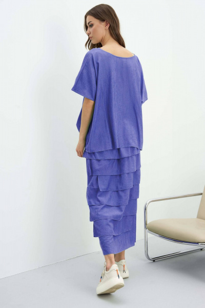Летний комплект из вискозы с асимметричной юбкой и блузой Fantazia Mod 4473 джинс - фото 3