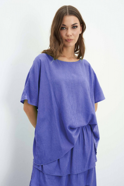 Летний комплект из вискозы с асимметричной юбкой и блузой Fantazia Mod 4473 джинс - фото 2