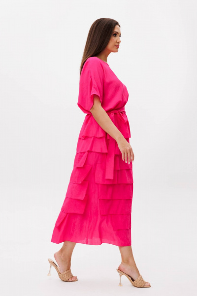 Летний комплект блузы и юбки из вискозы с асимметричным воланом Fantazia Mod 4473 фуксия - фото 5