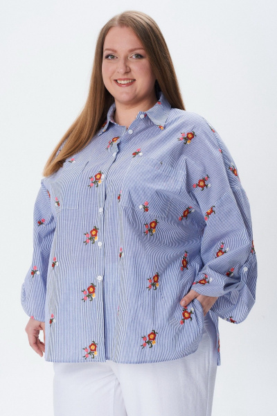 Блуза Condra 16284 белый_синий - фото 3