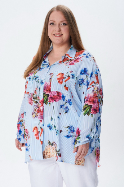 Блуза Condra 16284 молочный_голубой - фото 5