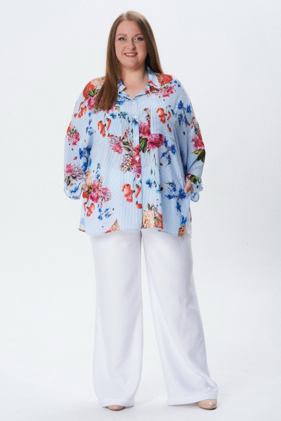 Блуза Condra 16284 молочный_голубой - фото 3