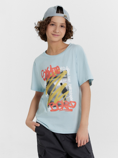 Футболка Mark Formelle 113433/24-26097П-0 голубая_дымка_печать_3_сл_на_пол - фото 72