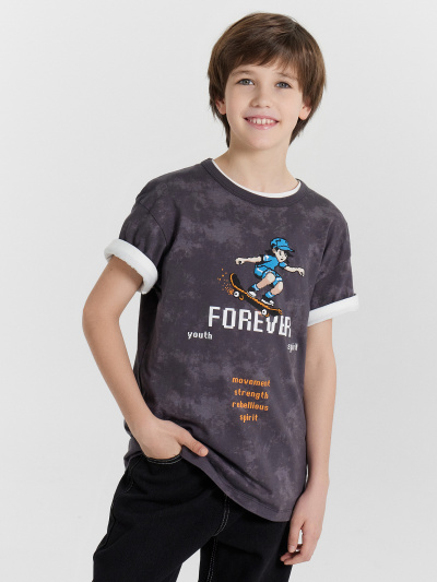 Футболка Mark Formelle 113448/24-32723ПП-0 серый_acid_wash_печать_3_сл_на_пол - фото 72