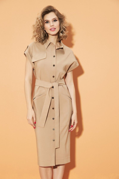 Платье DILIA 0471 бежевый - фото 1