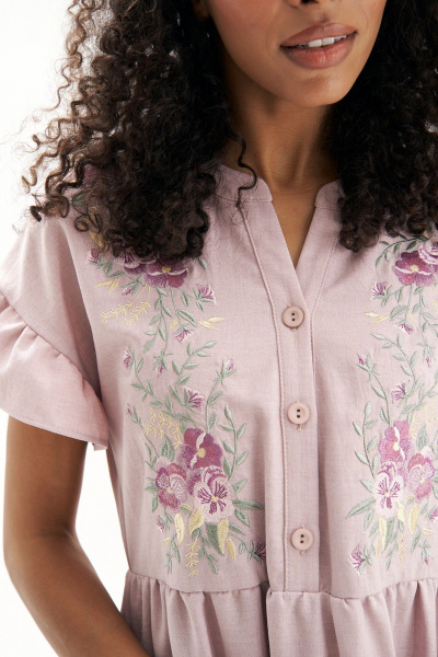 Платье свободное с цветочной вышивкой и ярусами воланов Urs 22-826-1 - фото 7