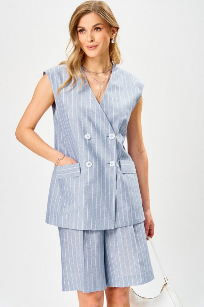 Жилет, шорты Laikony L-103 голубой - фото 2