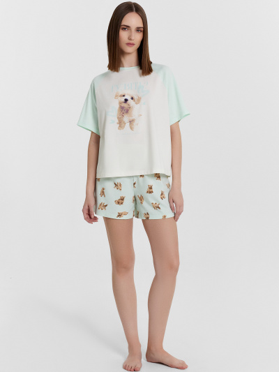 Футболка, шорты Mark Formelle 592535/24-33466ПП-16 св.молочный_собачки_на_св.мяте_3_сл_на_пол - фото 87