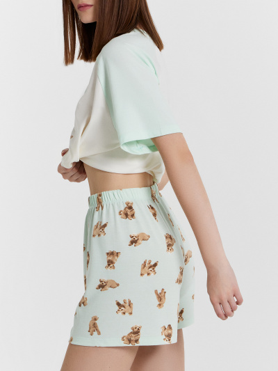 Футболка, шорты Mark Formelle 592535/24-33466ПП-16 св.молочный_собачки_на_св.мяте_3_сл_на_пол - фото 95