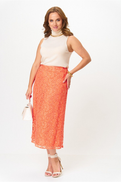 Оранжевая юбка из гипюра ниже колена для повседневных и праздничных образов Anna Majewska 1540 - фото 3