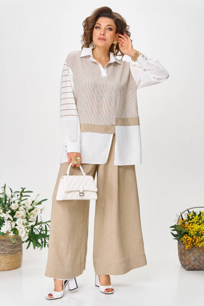 Блуза, брюки Anastasia 1242 молочно-бежевый - фото 10