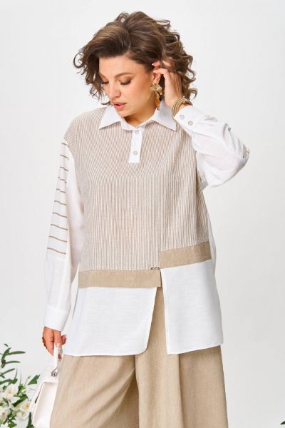 Блуза, брюки Anastasia 1242 молочно-бежевый - фото 3