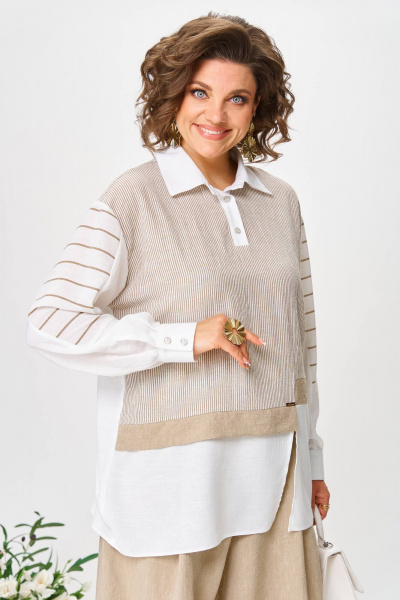 Блуза, брюки Anastasia 1242 молочно-бежевый - фото 2