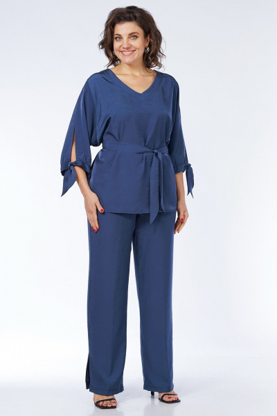 Блуза, брюки Пинск-Стиль 230 синий - фото 8