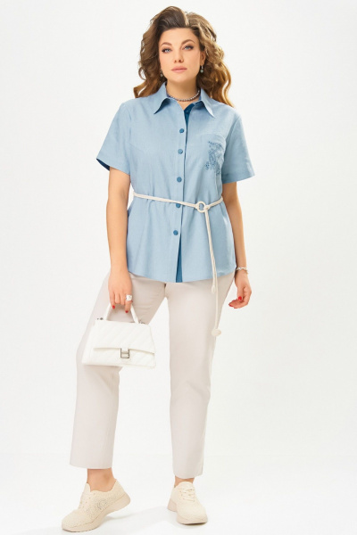 Блуза, брюки Fita 1662 бежево-небесный - фото 3