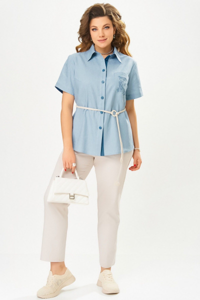 Блуза, брюки Fita 1662 бежево-небесный - фото 2