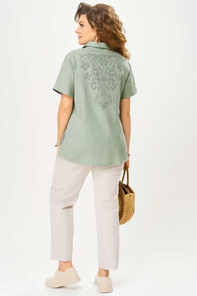 Блуза, брюки Fita 1663 бежево-фисташковый - фото 9