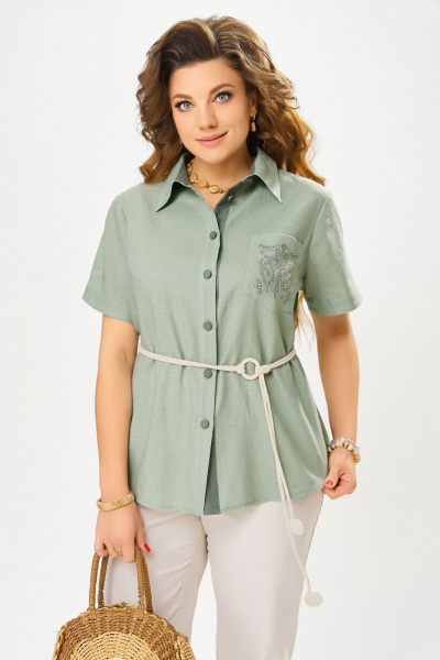 Блуза, брюки Fita 1663 бежево-фисташковый - фото 7