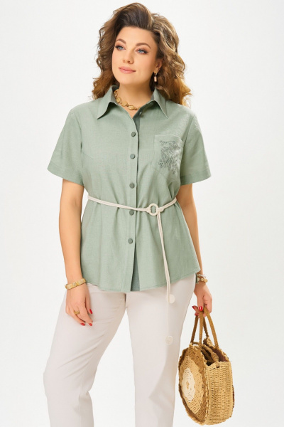 Блуза, брюки Fita 1663 бежево-фисташковый - фото 6