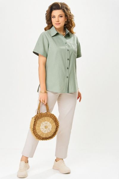 Блуза, брюки Fita 1663 бежево-фисташковый - фото 4