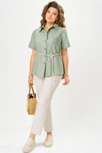Блуза, брюки Fita 1663 бежево-фисташковый - фото 3