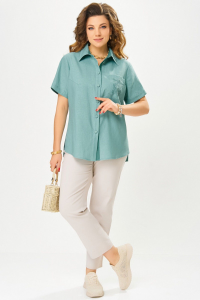 Блуза, брюки Fita 1664 бежево-нефритовый - фото 3