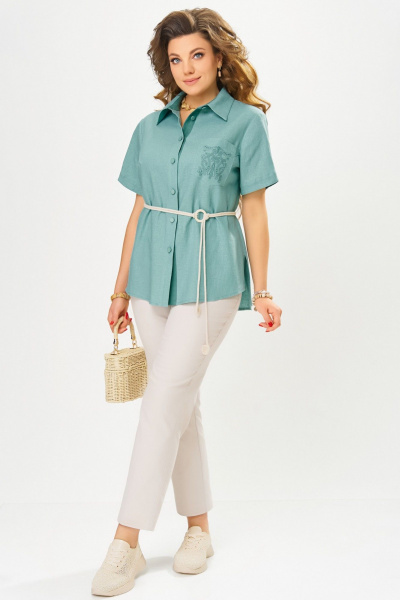 Блуза, брюки Fita 1664 бежево-нефритовый - фото 2