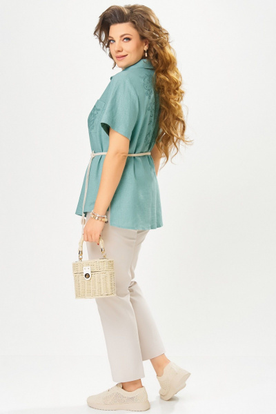 Блуза, брюки Fita 1664 бежево-нефритовый - фото 9