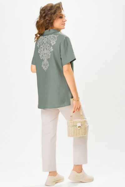 Блуза, брюки Fita 1665 бежево-оливковый - фото 9