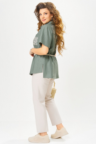 Блуза, брюки Fita 1665 бежево-оливковый - фото 8