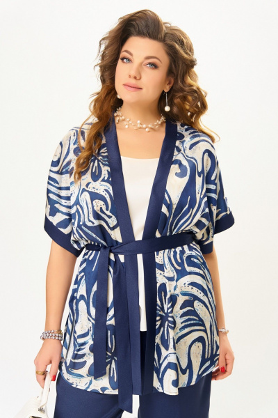 Брюки, кардиган, топ Fita 4081 сине-бежевый - фото 8