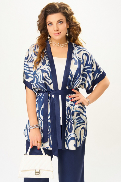 Брюки, кардиган, топ Fita 4081 сине-бежевый - фото 7