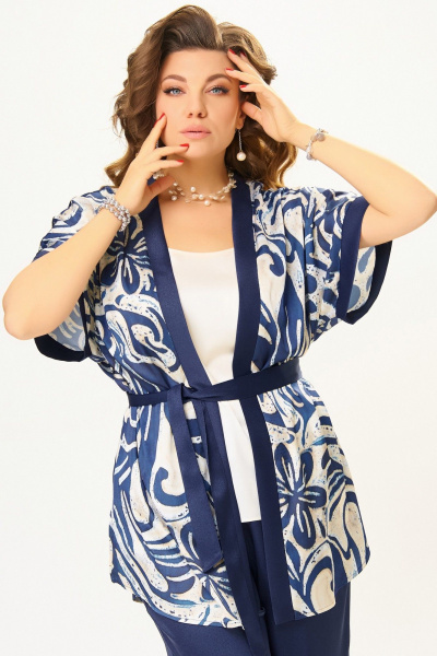 Брюки, кардиган, топ Fita 4081 сине-бежевый - фото 6