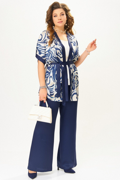 Брюки, кардиган, топ Fita 4081 сине-бежевый - фото 5