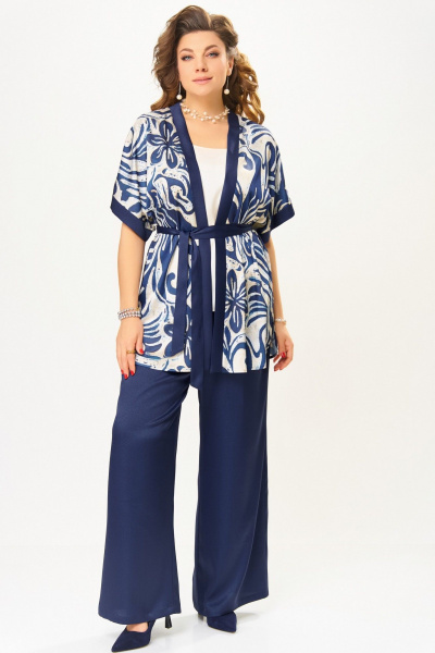 Брюки, кардиган, топ Fita 4081 сине-бежевый - фото 4