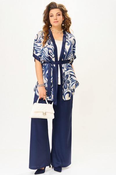 Брюки, кардиган, топ Fita 4081 сине-бежевый - фото 3