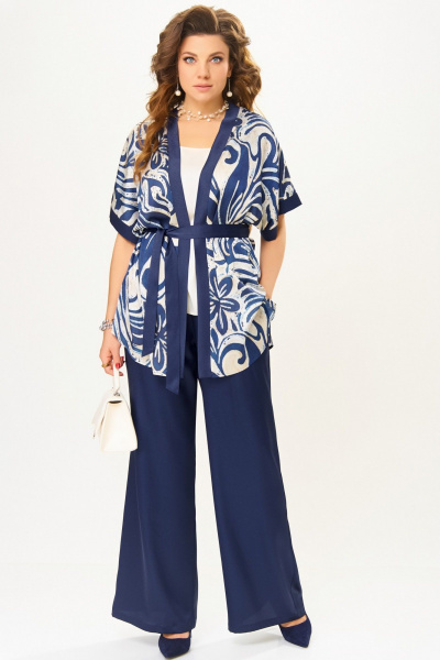 Брюки, кардиган, топ Fita 4081 сине-бежевый - фото 1