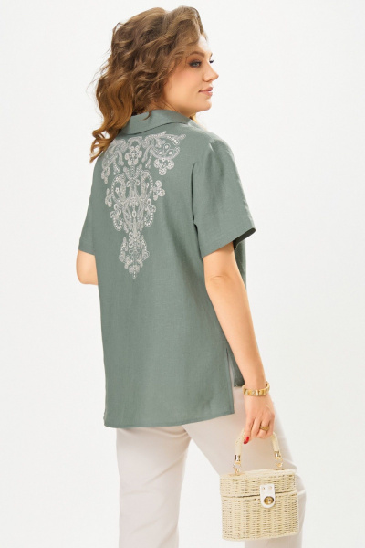 Блуза Fita 20465 оливковый - фото 9