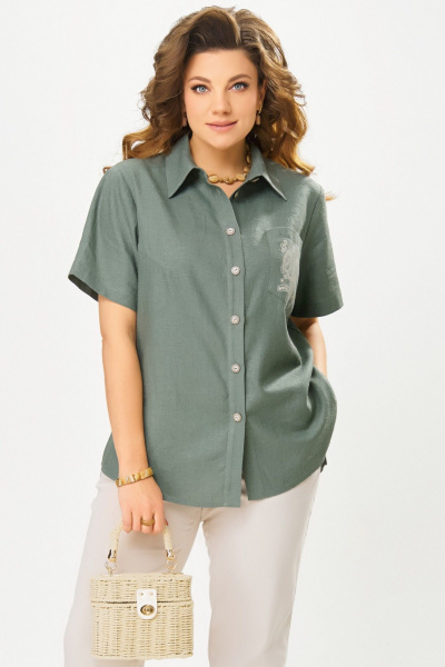 Блуза Fita 20465 оливковый - фото 6