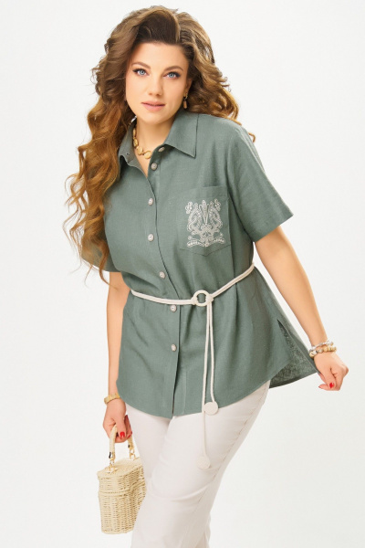 Блуза Fita 20465 оливковый - фото 3